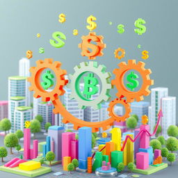 A vibrant 3D illustration representing the concept of a free economy