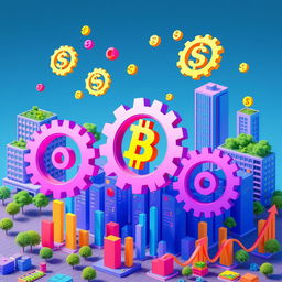 A vibrant 3D illustration representing the concept of a free economy