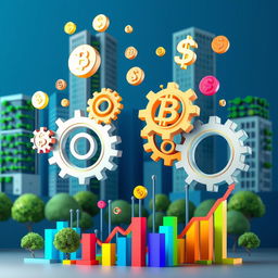A vibrant 3D illustration representing the concept of a free economy