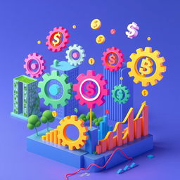 A vibrant 3D illustration representing the concept of a free economy