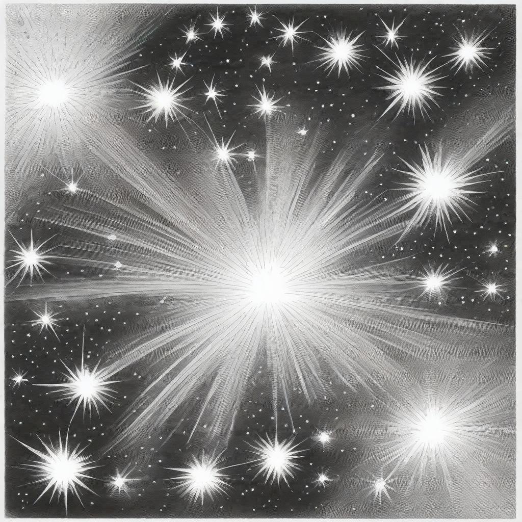 A unique, high-quality pencil drawing featuring multiple brightly shining stars