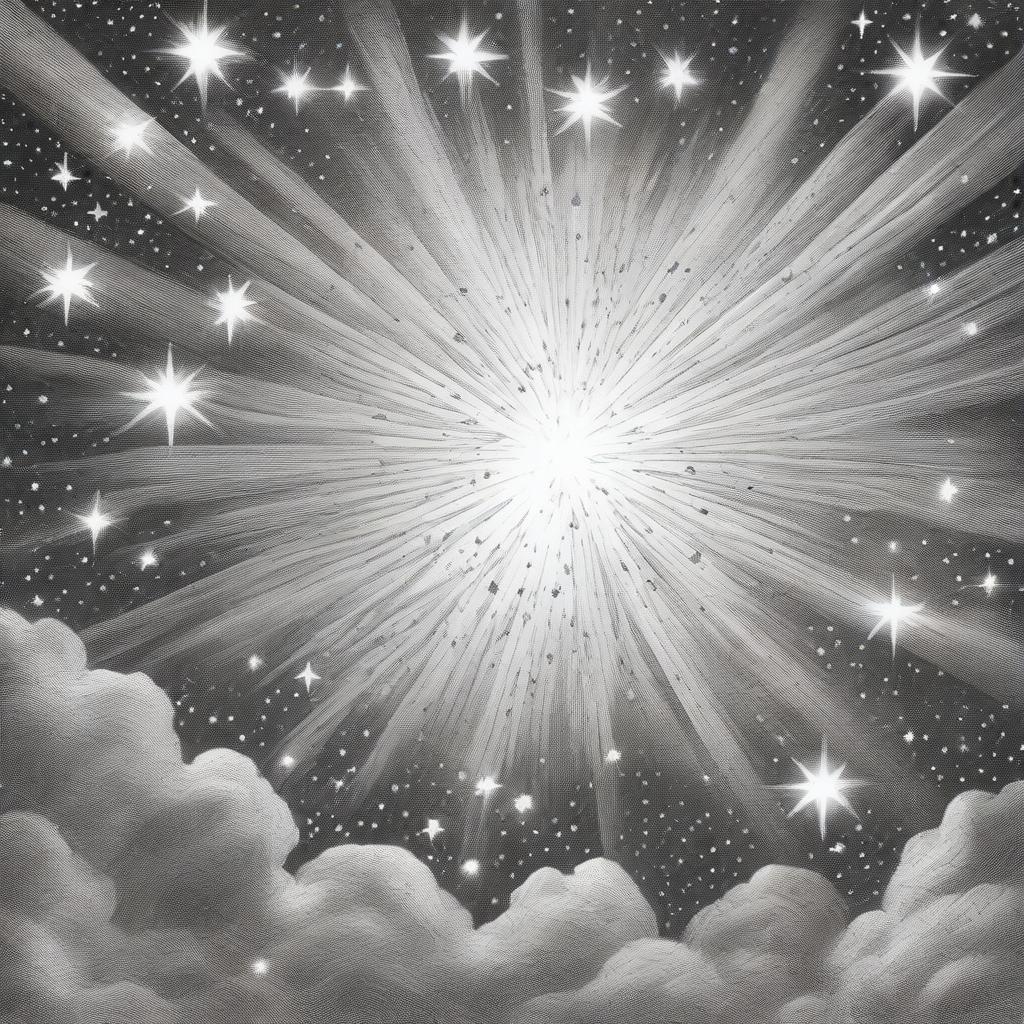 A unique, high-quality pencil drawing featuring multiple brightly shining stars