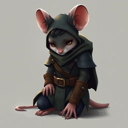 A humanoid mouse character wearing leather armor and clothing inspired by the world of Dungeons and Dragons