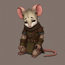 A humanoid mouse character wearing leather armor and clothing inspired by the world of Dungeons and Dragons