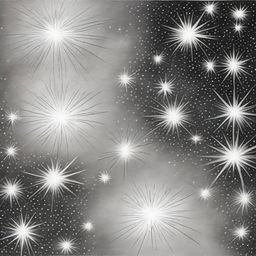 A unique, high-quality pencil drawing featuring multiple brightly shining stars