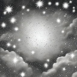 A unique, high-quality pencil drawing featuring multiple brightly shining stars