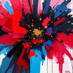 An abstract representation of raw emotion, featuring vibrant splashes of color intertwining with dark shadows