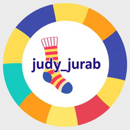 A round logo design for an online sock store named 'judy_jurab'