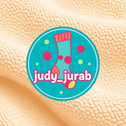A round logo design for an online sock store named 'judy_jurab'