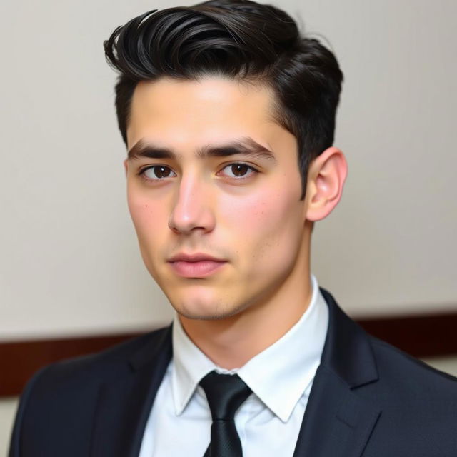 A 24 year old male with fair skin, dressed in formal attire, posing for a profile picture