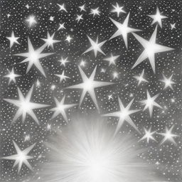 An entirely new, high-quality pencil drawing depicting a series of brightly shining stars