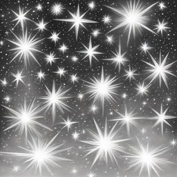 An entirely new, high-quality pencil drawing depicting a series of brightly shining stars