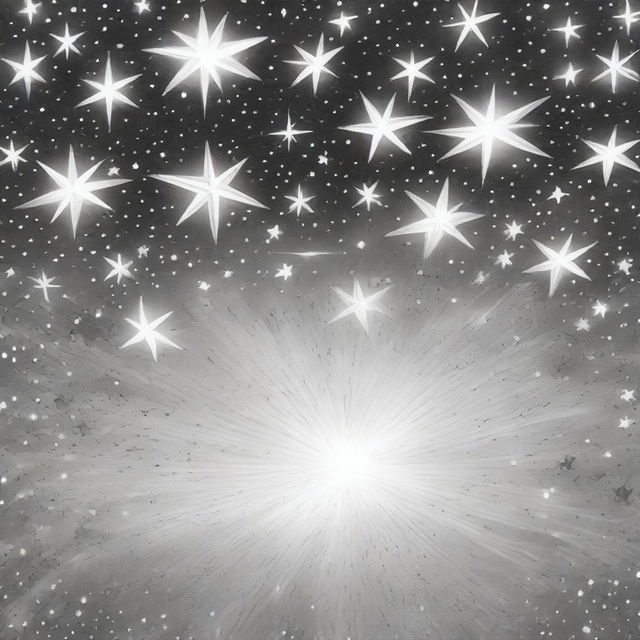 An entirely new, high-quality pencil drawing depicting a series of brightly shining stars