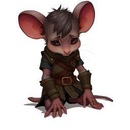 A humanoid mouse character in leather armor and Dungeons and Dragons-inspired clothing