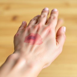 A close-up image of a hand with a swollen and injured wrist