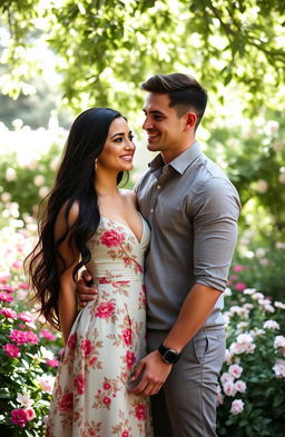 A captivating portrait of a couple named Alia and Stefan, standing closely together with affection in their eyes