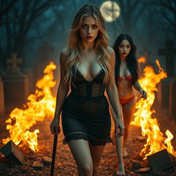 An evocative and dramatic scene featuring a sexy, sweet, innocent-looking 18-year-old girl inspired by Stevie Nicks, with a thin face and long blond hair