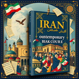 A visually striking book cover design for a history course on Iran's contemporary history