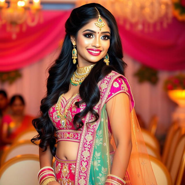 A stunning Indian bride standing tall and confident, showcasing her beauty and allure