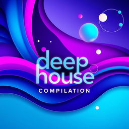 A visually captivating album cover for a deep house music compilation, featuring abstract geometric shapes and vibrant colors that evoke a sense of depth and rhythm