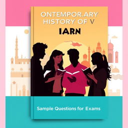 A modern cover design for a paper sample book titled 'Contemporary History of Iran'