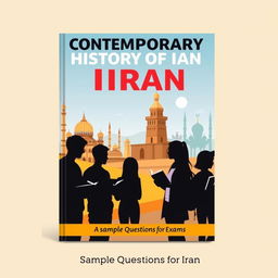 A modern cover design for a paper sample book titled 'Contemporary History of Iran'