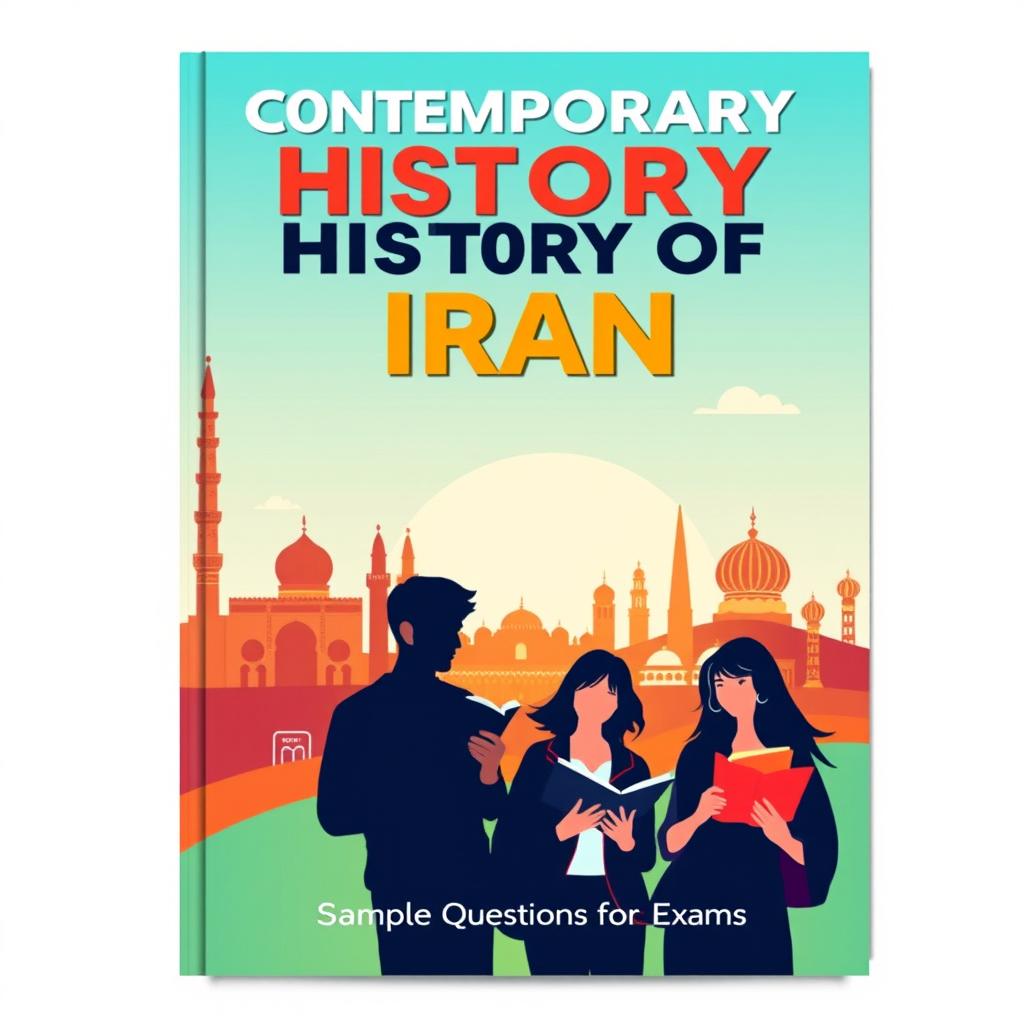 A modern cover design for a paper sample book titled 'Contemporary History of Iran'