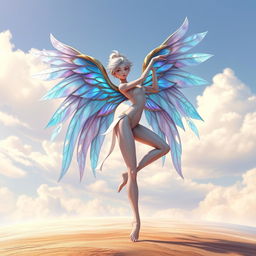 A graceful and dynamic figure in an elegant dance pose, showcasing an impressive posture, with elongated limbs and a strong, confident stance