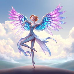 A graceful and dynamic figure in an elegant dance pose, showcasing an impressive posture, with elongated limbs and a strong, confident stance
