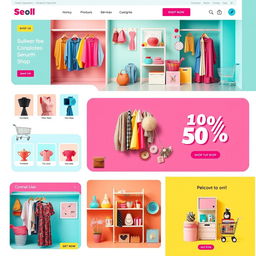 A vibrant and inviting online shop showcasing a variety of colorful products such as clothing, accessories, and home decor