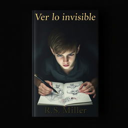 A minimalist and dark book cover featuring a teenage boy with a troubled expression, showcasing characteristics of schizophrenia