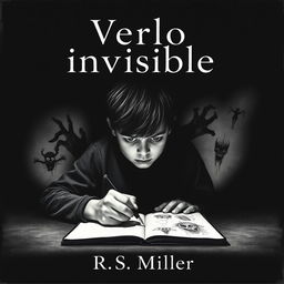 A minimalist and dark book cover featuring a teenage boy with a troubled expression, showcasing characteristics of schizophrenia