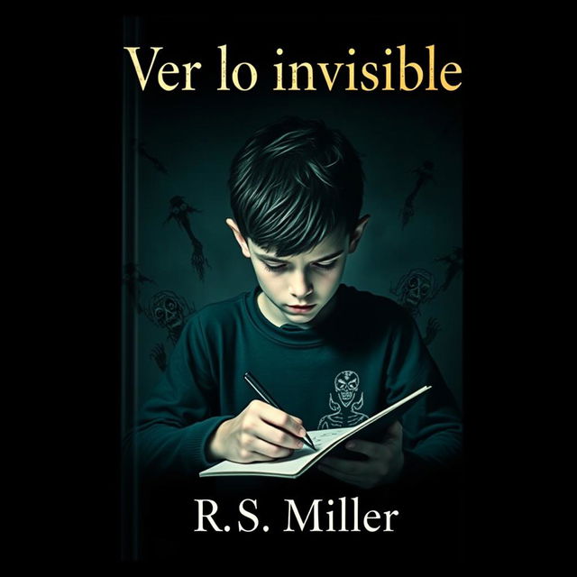 A minimalist and dark book cover featuring a teenage boy with a troubled expression, showcasing characteristics of schizophrenia