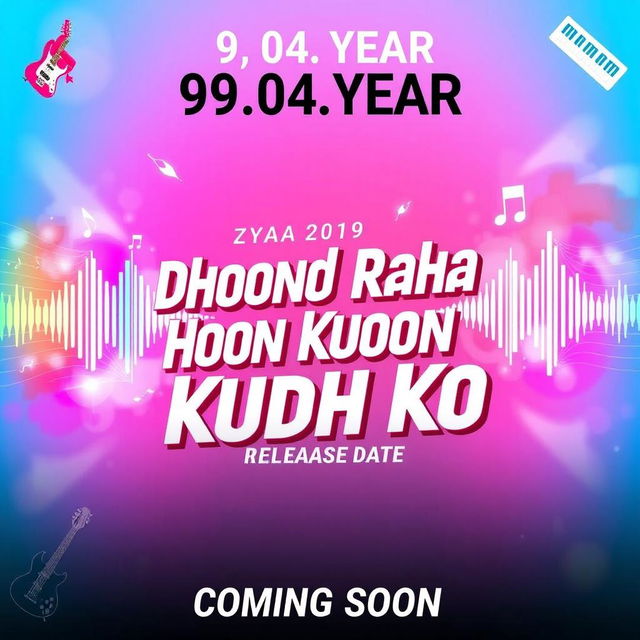 A vibrant and eye-catching poster for a song release titled 'Dhoond Raha Hoon Kudh Ko' by Zyan, with a release date prominently displayed as 09