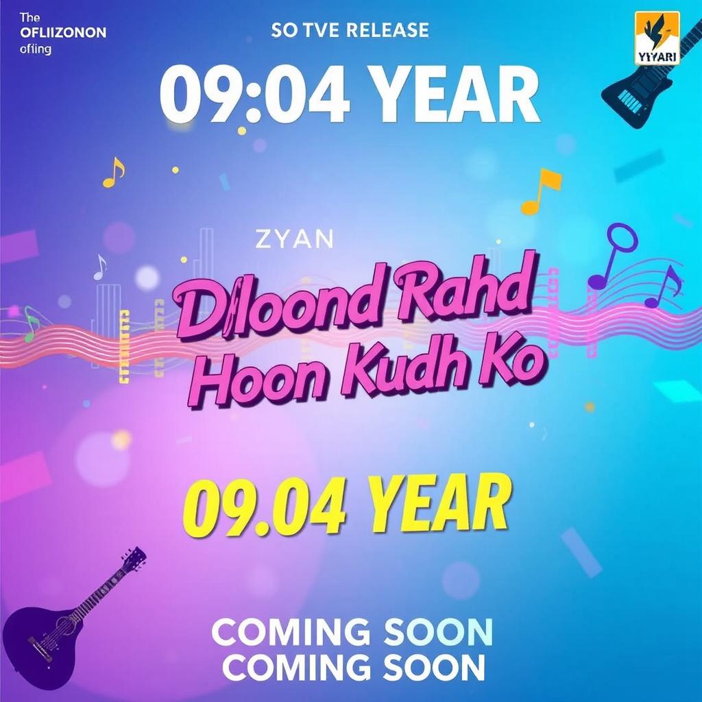 A vibrant and eye-catching poster for a song release titled 'Dhoond Raha Hoon Kudh Ko' by Zyan, with a release date prominently displayed as 09