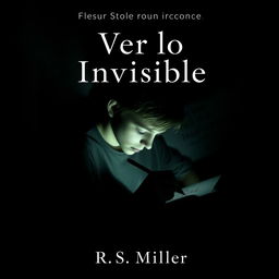 A minimalist and dark book cover featuring a teenager with schizophrenia, intensely focused on drawing disturbing and terrifying imagery
