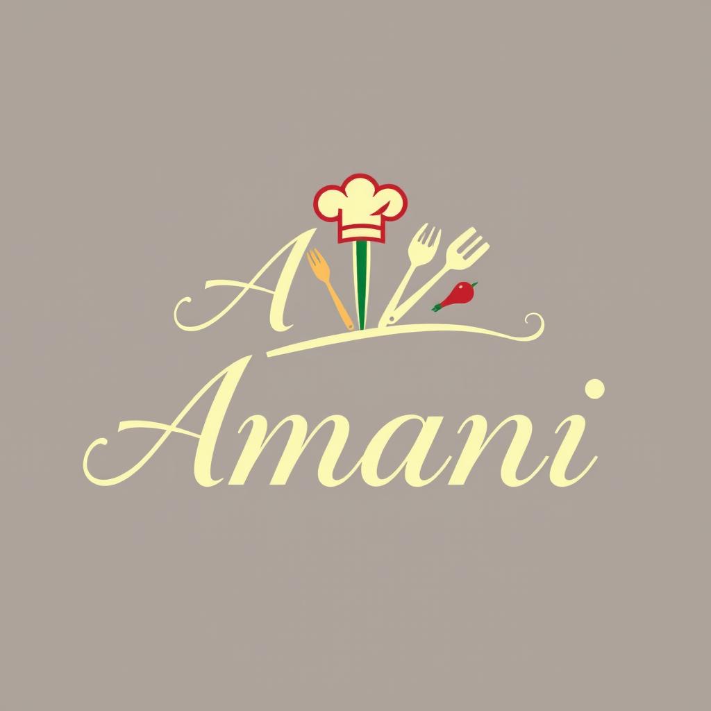 An elegant logo design featuring the name 'Amani' in stylish, flowing script