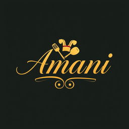 An elegant logo design featuring the name 'Amani' in stylish, flowing script
