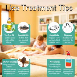 Lice treatment tips, showcasing various methods and medications for treating lice infestations