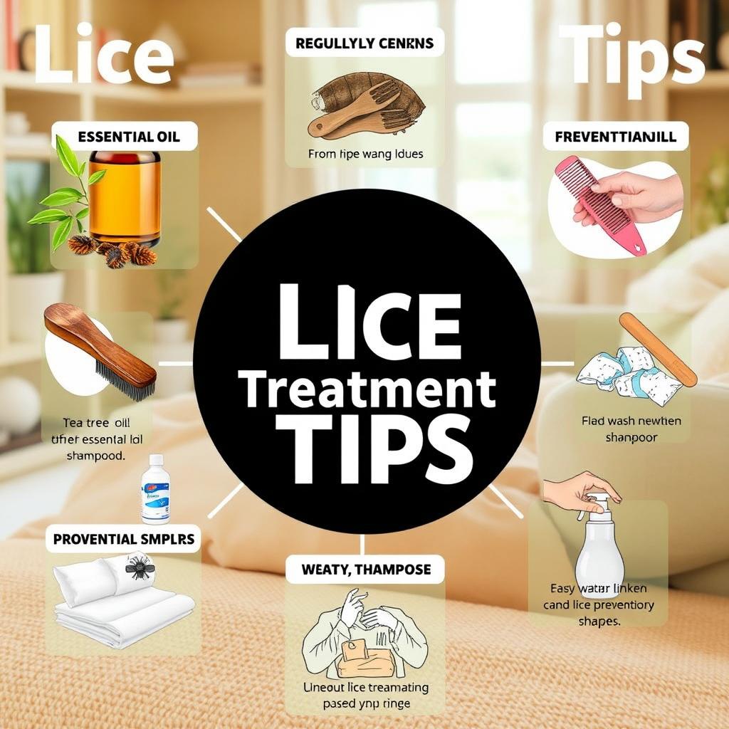 Lice treatment tips, showcasing various methods and medications for treating lice infestations