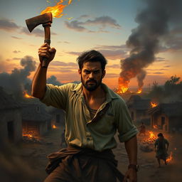 A 27-year-old man depicted in the act of destroying a rural village
