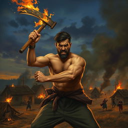 A 27-year-old man depicted in the act of destroying a rural village