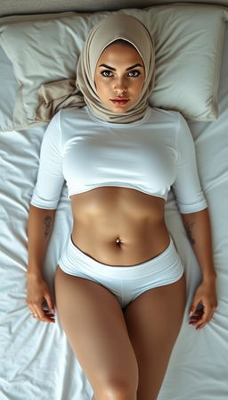 A full body portrait of a 47-year-old MILF Irish mom and teacher, featuring flawless white skin and a stunningly perfect body