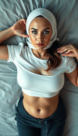 A striking full body portrait of a 47-year-old MILF Irish mom and teacher, featuring flawless white skin and an enviable perfect body