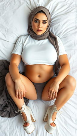 A striking full body portrait of a 47-year-old MILF Irish mom and teacher, featuring flawless white skin and an enviable perfect body