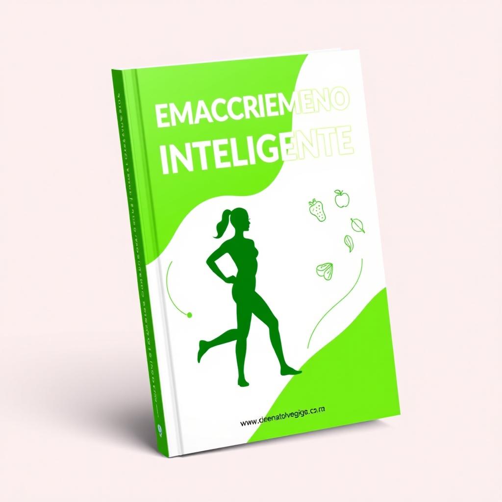 A sleek and modern ebook cover design for 'Emagrecimento Inteligente', featuring a vibrant green color scheme that symbolizes health and vitality