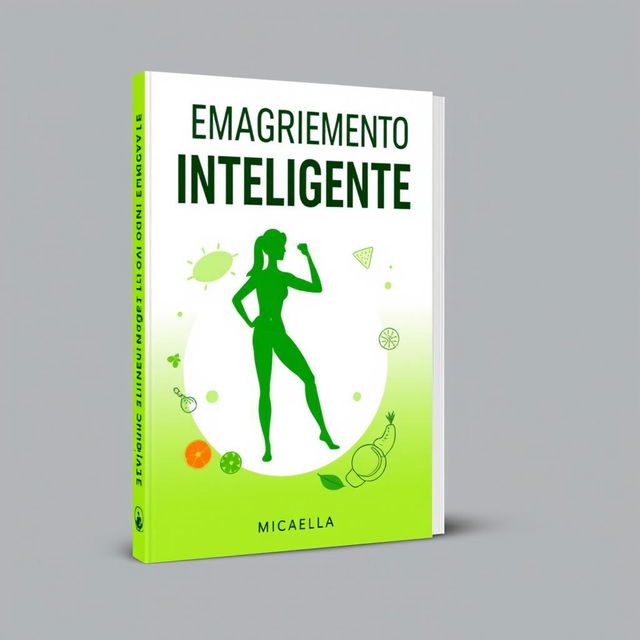 A sleek and modern ebook cover design for 'Emagrecimento Inteligente', featuring a vibrant green color scheme that symbolizes health and vitality