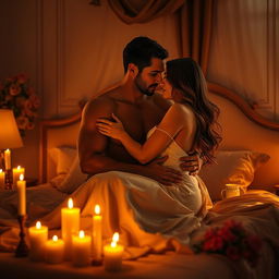 A stylized artistic representation of an intimate, romantic encounter between a couple, highlighting their deep emotional connection