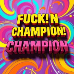 A vibrant and energetic background featuring bold text that reads "FUCK! N CHAMPION" in striking font