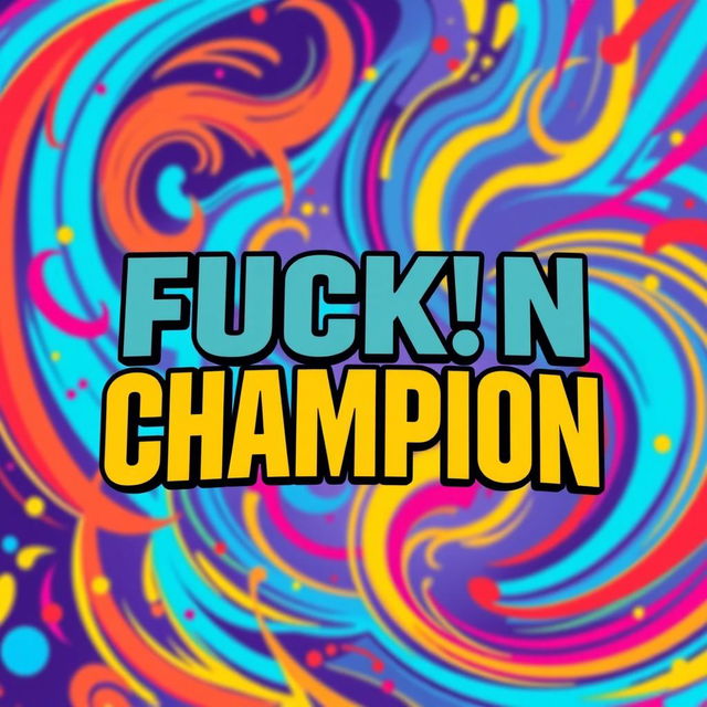 A vibrant and energetic background featuring bold text that reads "FUCK! N CHAMPION" in striking font